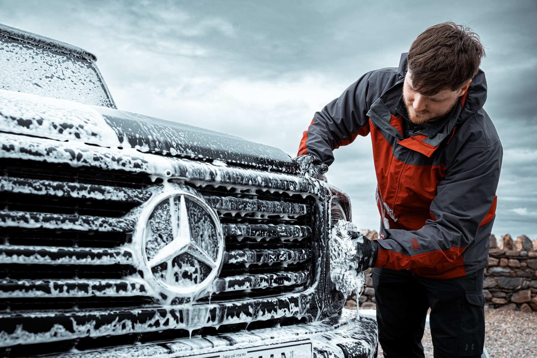 A car being deep cleaned